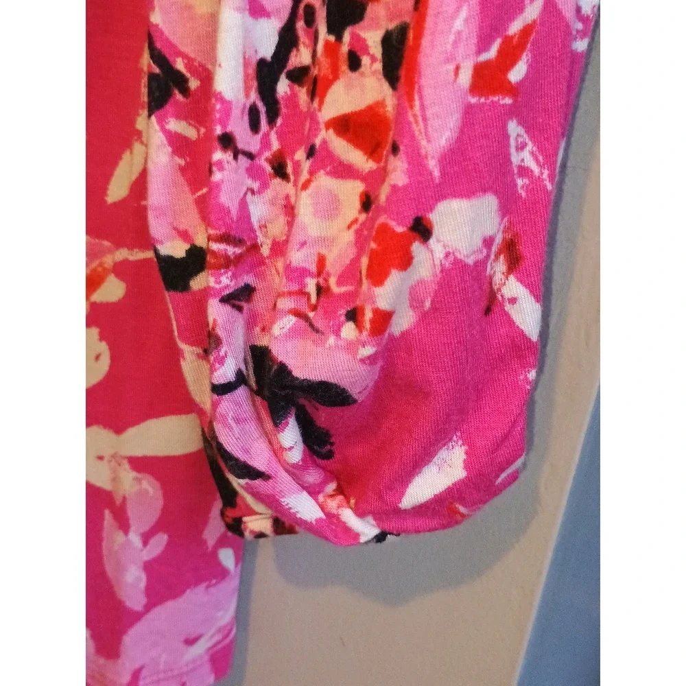 Nine‎ Four One Women's Floral Print 3/4 Sleeve Knit Top Pink Size S - Picture 5 of 9